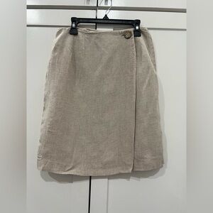 Vtg Campaigne International Express Linen Blend Mini Wrap Skirt Beige size 5/6